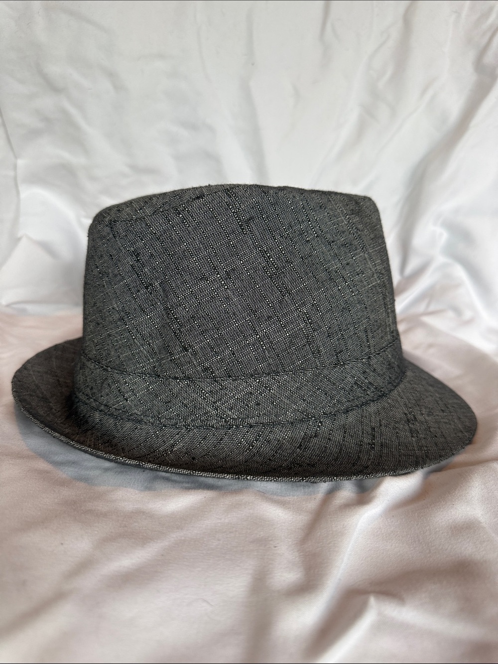 Gray Textured Fedora Hat